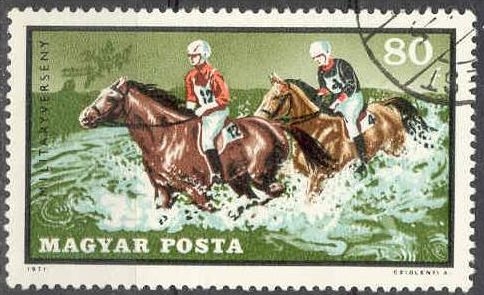Hungria 1971 Scott 2099 Sello º Deportes Ecuestres Caballos vadeando rio Hongrie Magyar Posta Ungarn Hungary Ungheria Hongarije Mi.2705 Yv.2194 